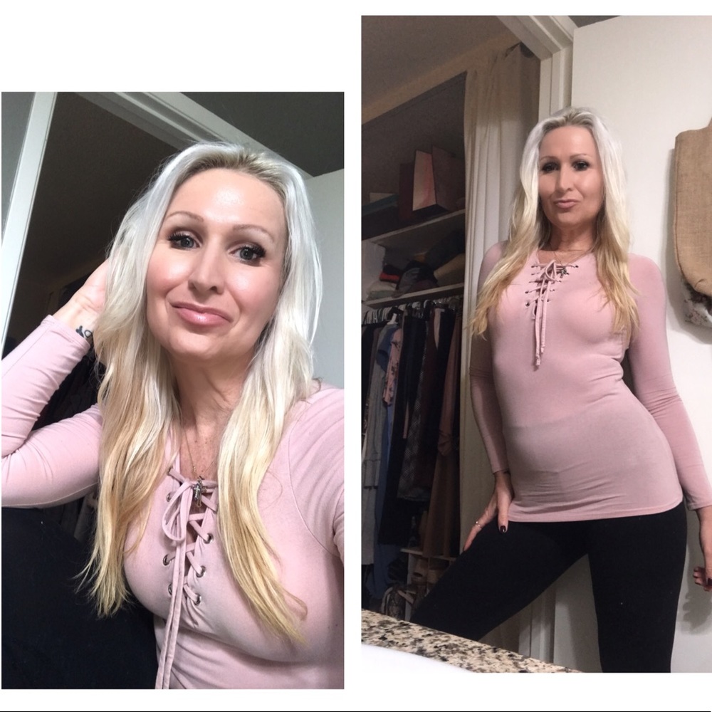 🤩Dusty Mauve Lace Up Top🌟